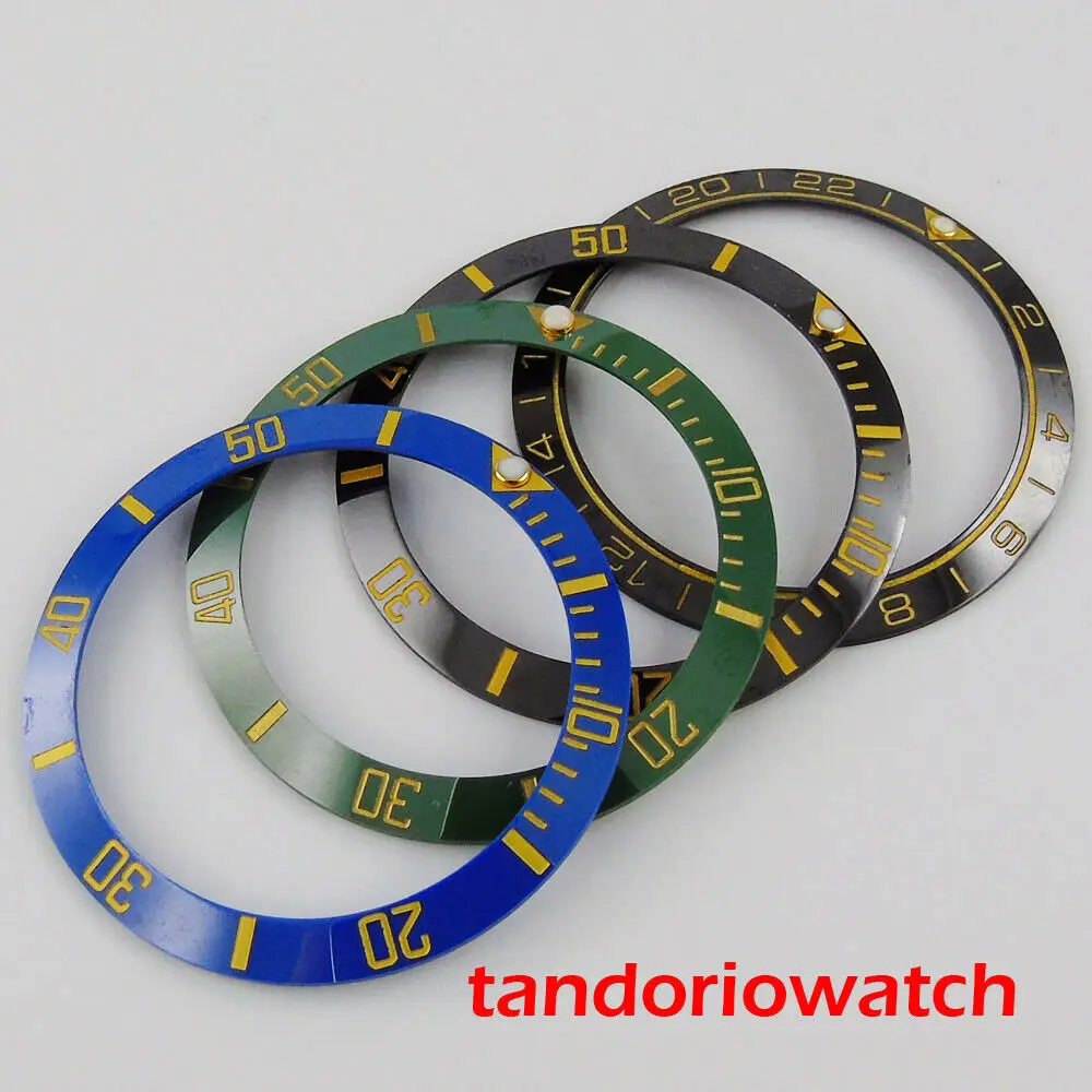 

38mm High Quality Watch Bezel Insert Ring Fit for 40mm Wristwatch Golden Marks Watch Parts Replacements Blue/Green/Black Color