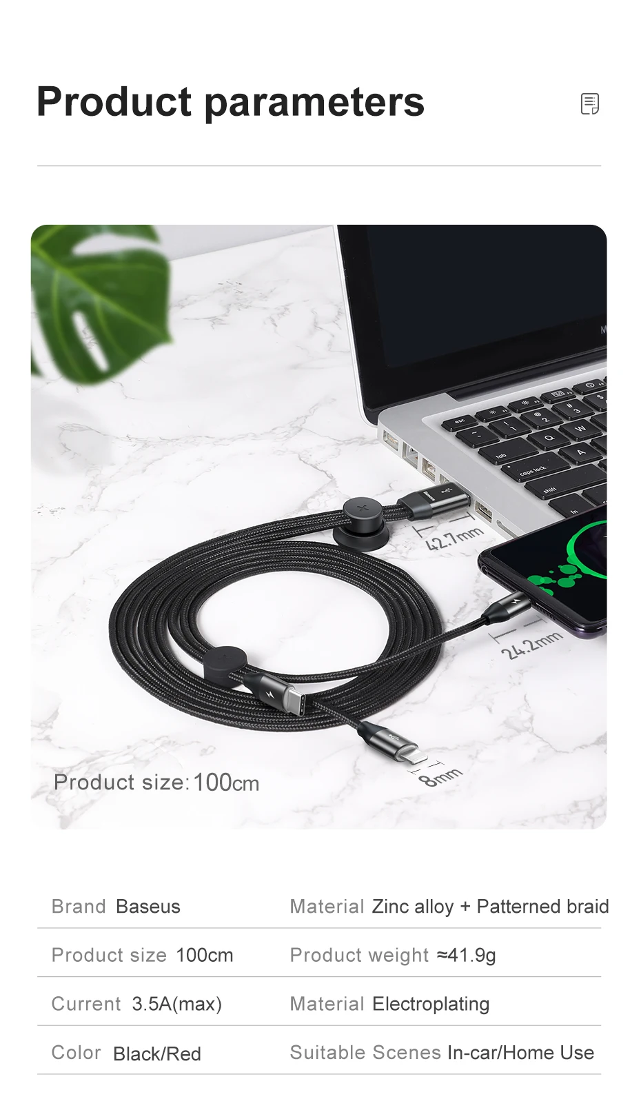 Baseus 3 in 1 USB Cable For iPhone Micro USB Type C Cable For Android Mobile Phone Magnetic Lighting Charger Cable USBC Microusb