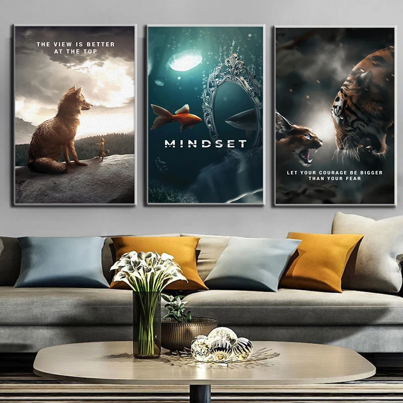 

Wild Lion Letter Motivational Quote Art Posters and Prints on Canvas Painting on the Wall Art Picture for Office Home Decoration