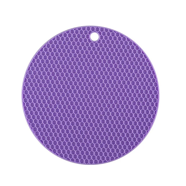 Purple Многофункциональные силиконовые подставки под столовые приборы, круглые подставки для кухонной утвари, тонкие сотовые Нескользящие подставки - Цвет: Purple