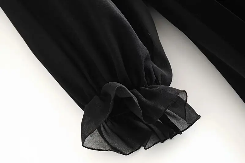 Весна 2020 новое Плиссированное черное шифоновое мини платье корейское с