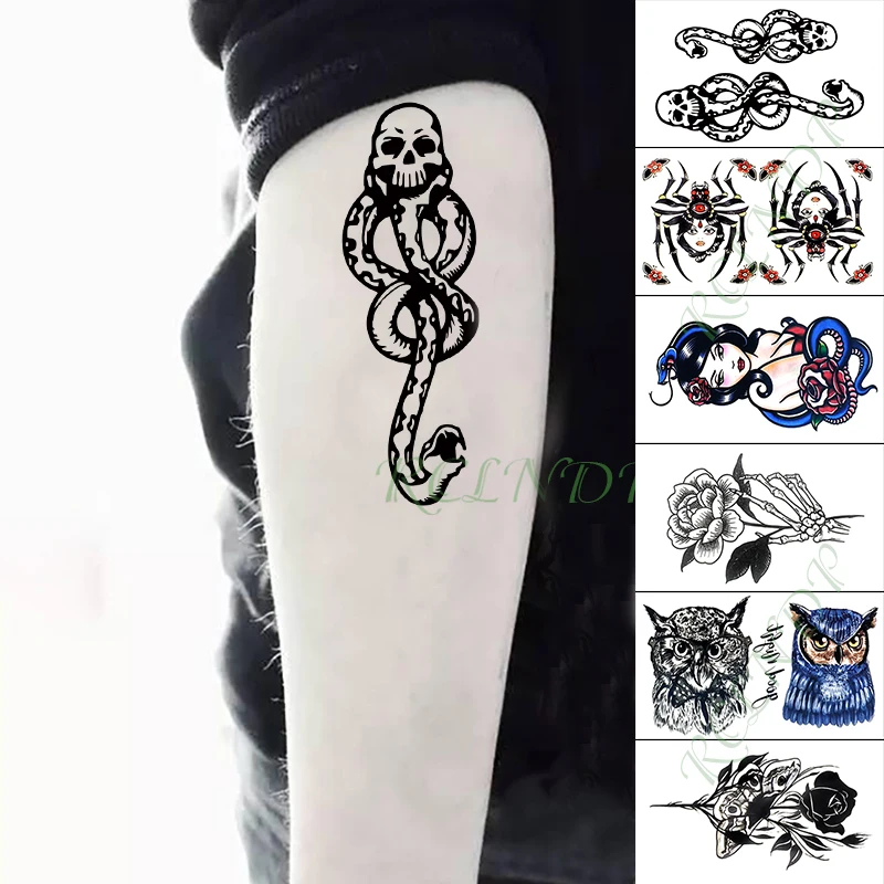 Waterproof Temporary Tattoo Sticker deer moon spider butterfly cross skull small tatoo fake tatto flash tattoos for men women | Красота и