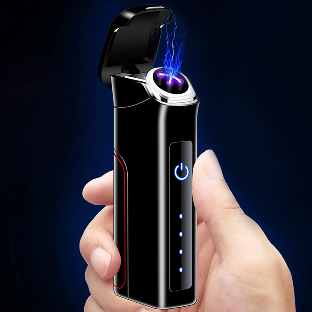 

Novel Double Arc Plasma Lighter Smart Touch Interchangeable Battery USB Electronic Lighter Rechargeable Windproof Gifts For Man