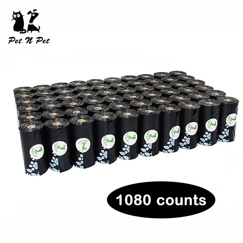 

PetNPet Dog Poop Bags Earth-Friendly 900/1080 Counts 60 Rolls 10/12 Micron Large Black Cat Waste Bags Unscented Garbage Bags