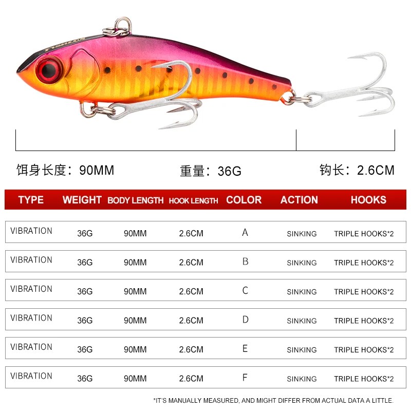 Тонущая приманка 36 г/90 мм вибрирует подходит для всех рыболовных снастей твердая