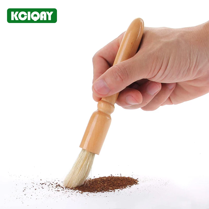 

2 шт деревянной ручкой Кофе щетка для шлифовальной машины натуральная щетина эспрессо Кофе Чистящая Щетка для машины бариста Кофе инструме...