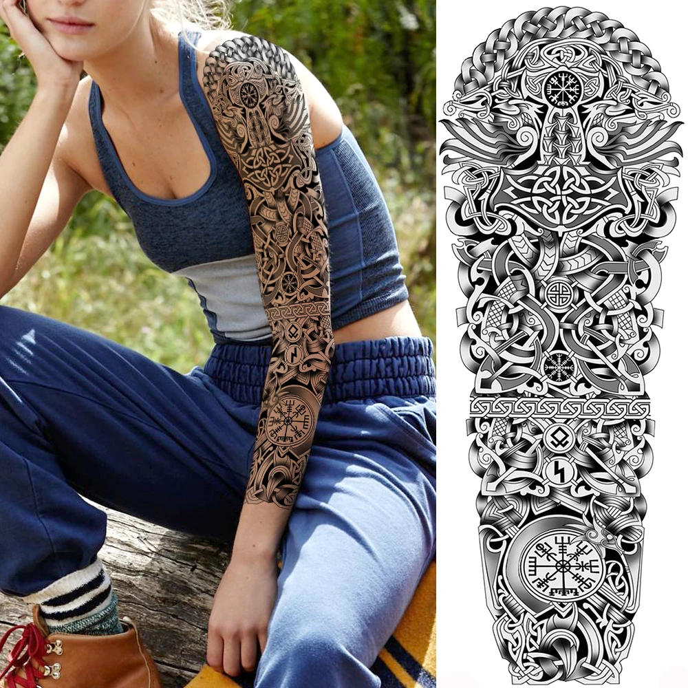 Свирепый лев Король тигр Временные татуировки для женщин мужчин полные руки и