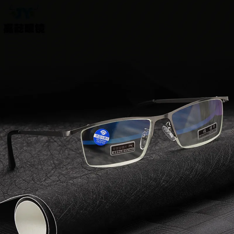 

Seemfly Metal Reading Glasses With Box Men Women Anti Blue Ray Half Frame Business Presbyopic Eyeglasses Unisex Eyewear Mirror