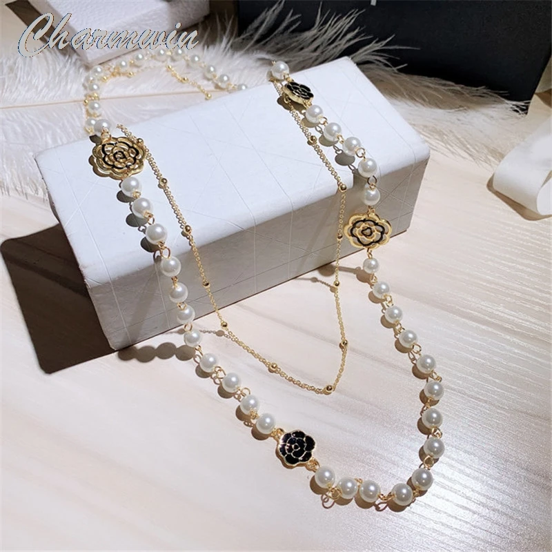 Ожерелье женское длинное Двухслойное Модная бижутерия в классическом стиле