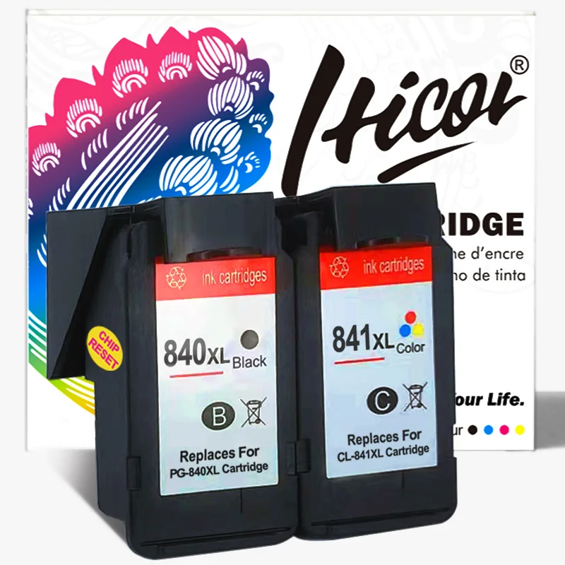 

Hicor Remanufactured Ink Cartridges PG-840XL CL-841XL 840 XL 841XL Replace for Canon MG3580 MG3680 MG3180 MX398 378 478 518 528