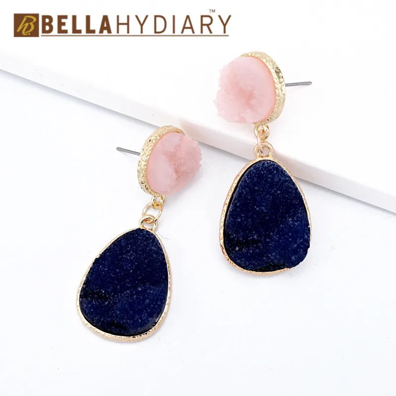 Bijoux необычные серьги из смолы Druzy, большие геометрические Висячие серьги для женщин, ювелирное изделие, массивные серьги Mujer Moda Ohrringe