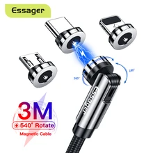 Essager 540 Rotate Magnetic Cable Fast Charging Magnet Charger Micro USB Type C Cable Mobile Phone Wire Cord For iPhone Xiaomi