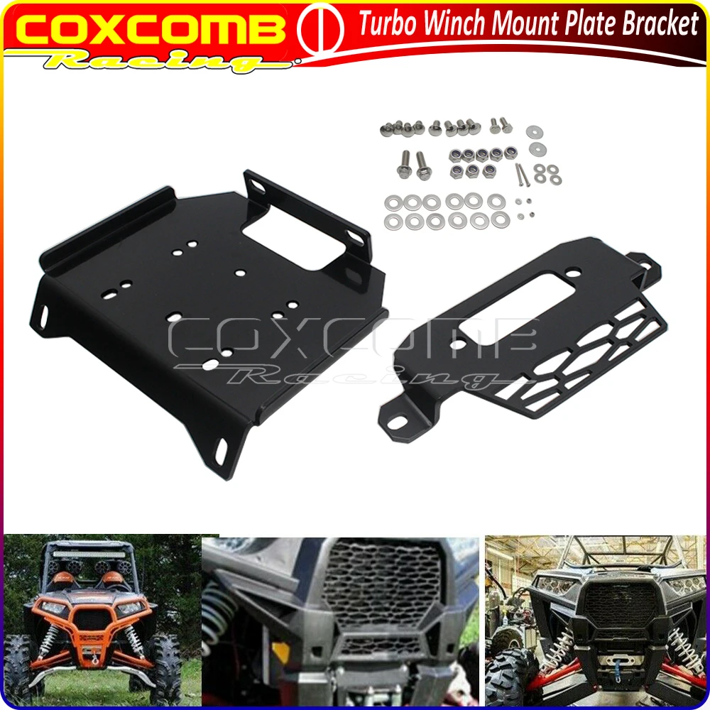 For Polaris RZR 900 1000 XP Turbo 4-Seater General 1000 EPS Deluxe 2015-2020 UTV Front Bumper Winch Mount Plate Bracket Kit