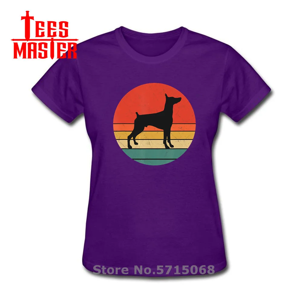 2020 Доберман в винтажном стиле Стиль женщина силуэт Ретро 70S собаки хлопковая