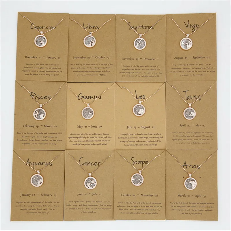 

Day Night 12 Constellations Men&Women Necklace Round Starry Sky Pendant Luxury Gold Chain Alloy Couple Fashion Gift Jewelry