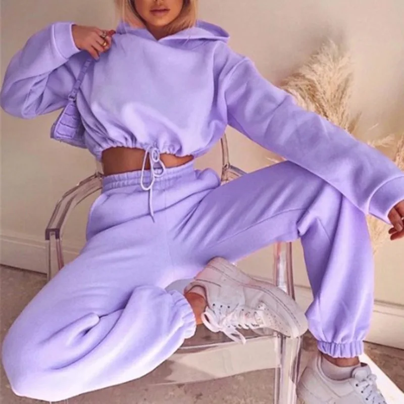 

BONJEAN короткая толстовка и брюки для девочек костюмы для женщин, комплект одежды из двух предметов комплект 2021 весенне-осенний тренировочный...