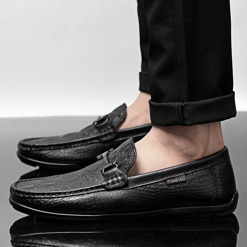 Fashion Crocodile genuine Leather Shoes Men casual Black Wedding Party Moccasins Dress Loafers Male Italian Driving shoes | Обувь