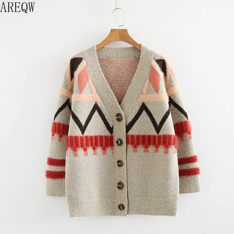 2019 Autumn Winter Women Loose Sweater Female All-match Thicken Cardigan Outwear Jackets Tops |