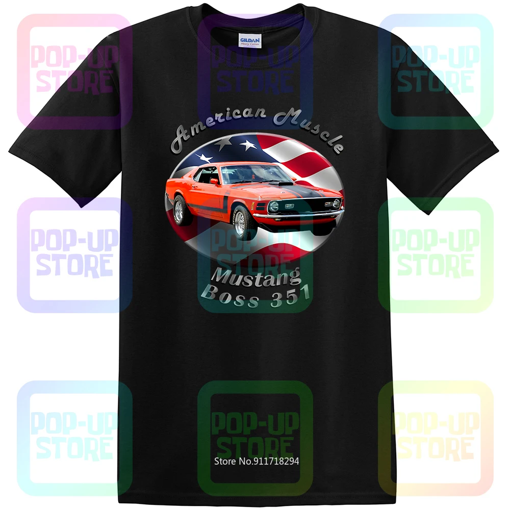 Mustang Boss 351 Американский Muscle'S Темная футболка унисекс Размеры: S 3XL|Мужские