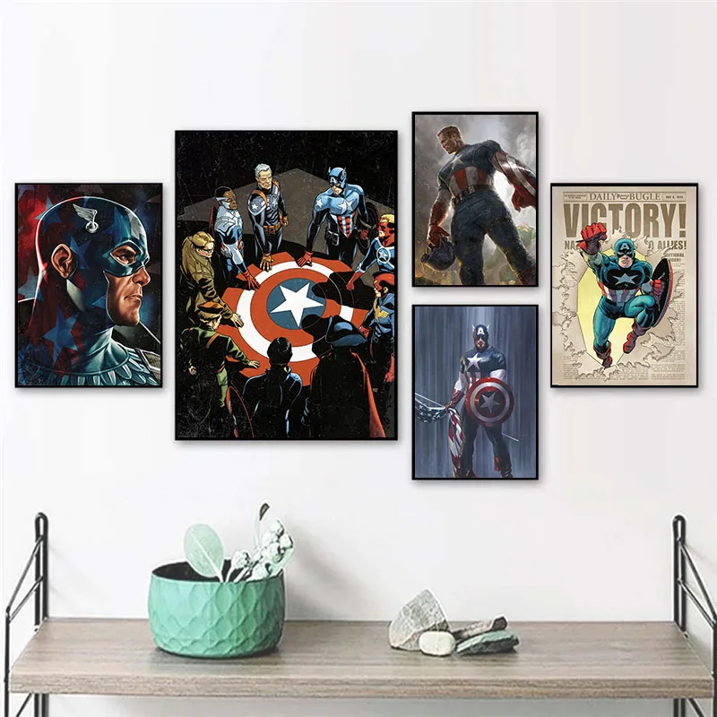 

Avengers Super Canvas Painting Marvel Comics Character Superhero Posters and Prints Wall Art Picture for Living Room Home Decor