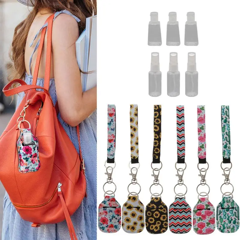 

6Pcs 30ml Reusable Spray Bottle Travel Hand Sanitizer Keychain Holder Bottles