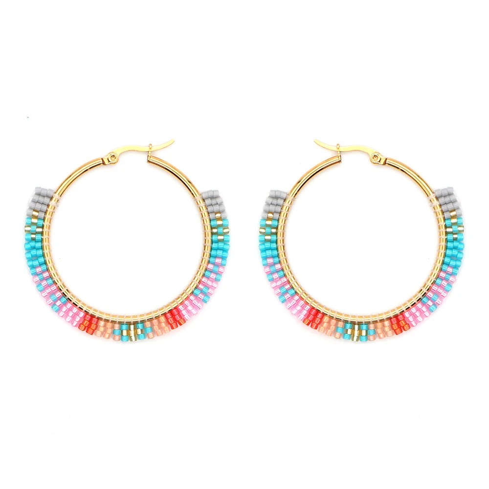 Серьги-кольца Go2boho из нержавеющей стали с бусинами женские серьги-кольца в