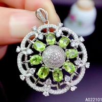 kjjeaxcmy fine jewelry 925 sterling silver natural peridot girl new luxury pearl pendant necklace support test chinese style