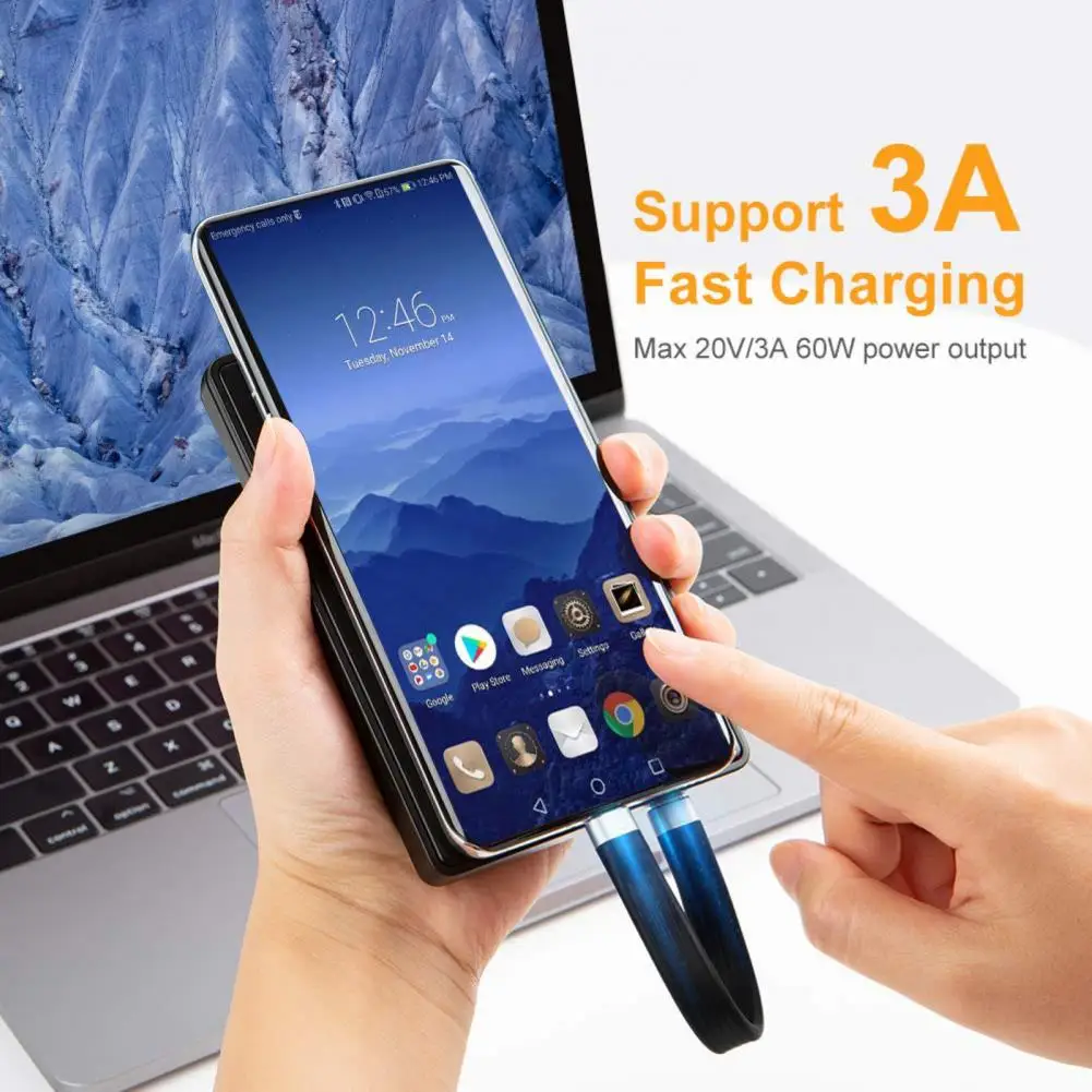 Видеокабель 13 см чип E-mark 4K поддержка 3A быстрая зарядка PVC USB-C Gen 2 видеошнур для