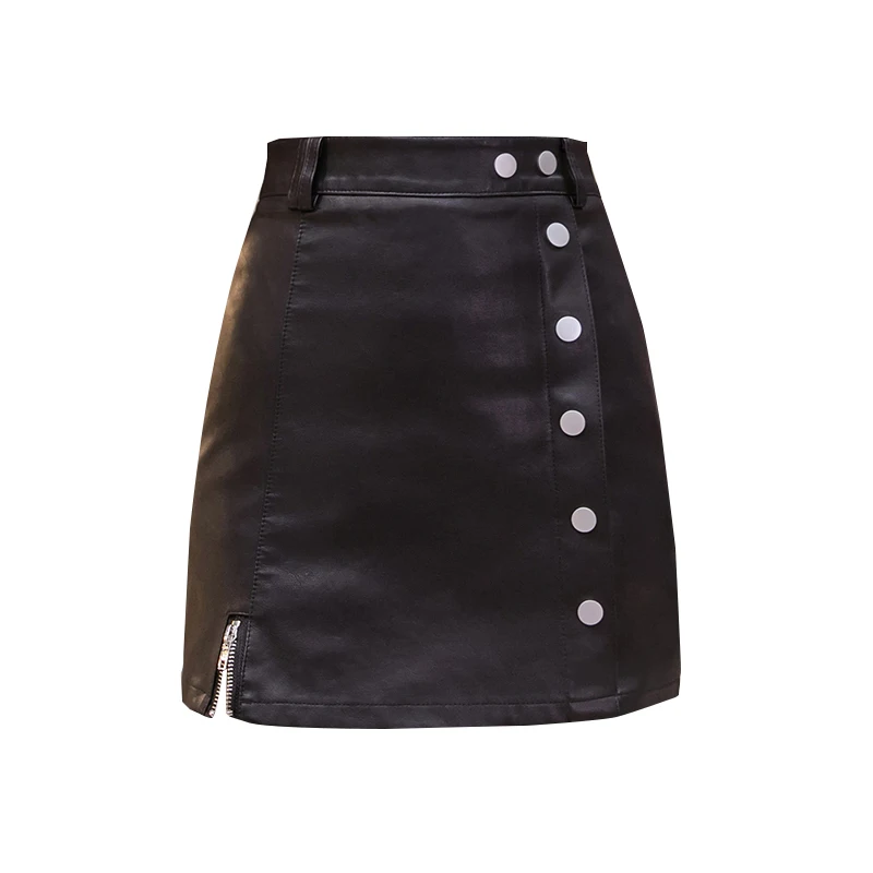 

New Women Leather Skirt Korean Style Fashion Single Breasted High Waist Shorts Skirts Woman Casual Mini Skirt
