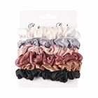 6 шт.компл. шелковые атласные резинки для волос, эластичные резинки для волос для женщин и девочек, Однотонные резинки, зажим для конского хвоста, аксессуары для волос