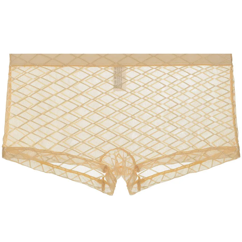 

Boxer Mens Underwear Boxer Shorts Hot Sexy Grid Men's Mesh Transparent Low Waist Ultra-thin Panties Sexy Breathable Underpants