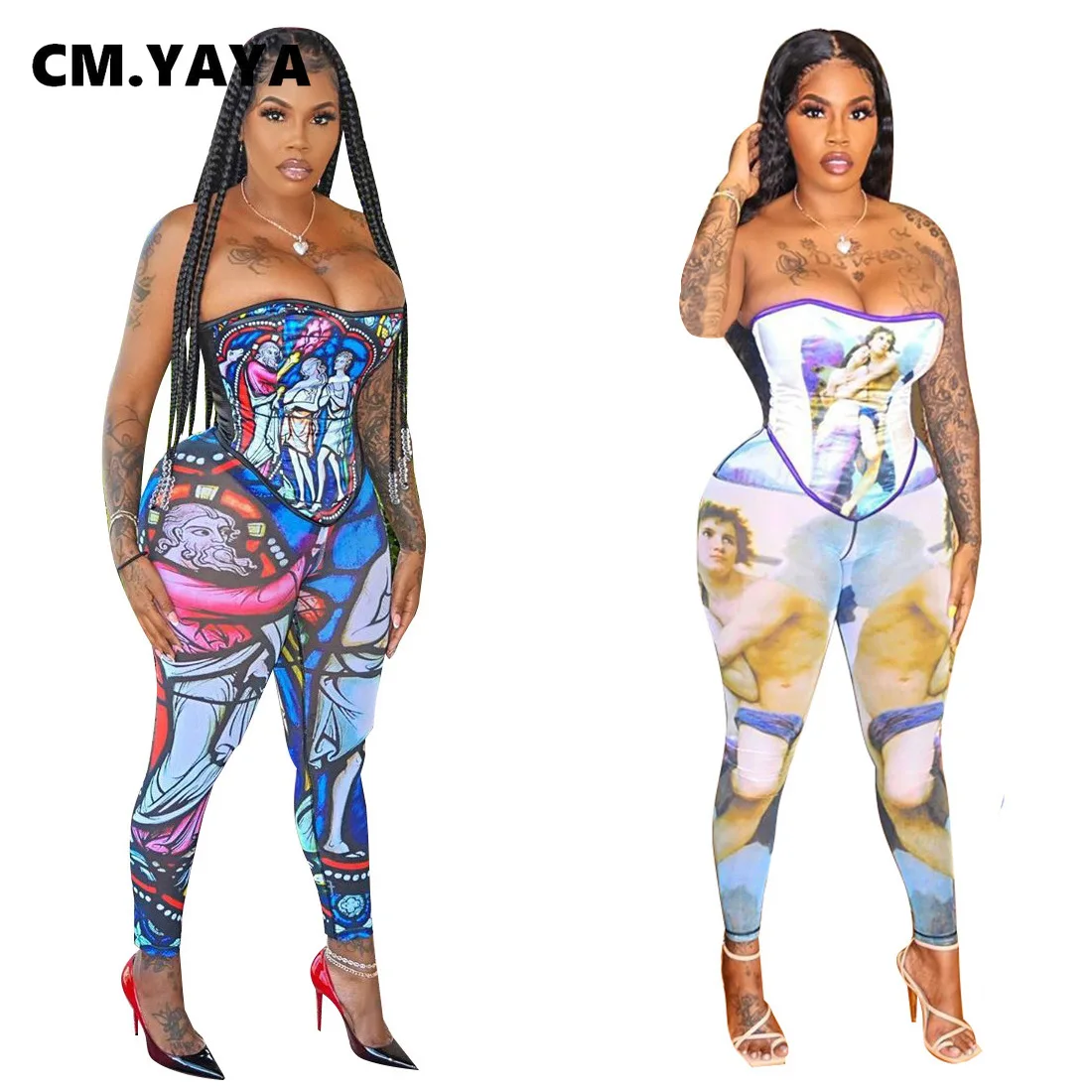 Женский спортивный костюм CM.YAYA комплект из двух предметов: укороченный топ и