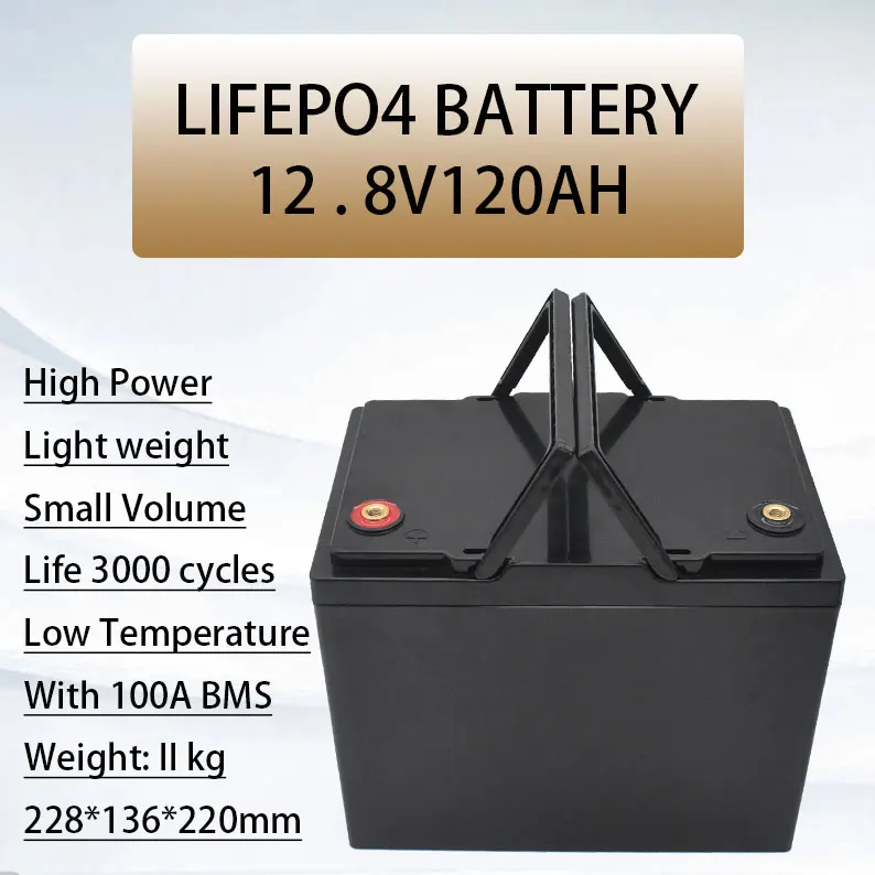 

12.8v 120AH lifepo4 battery with 100A BMS 12V 120Ah battery for cart UPS home appliance inverter