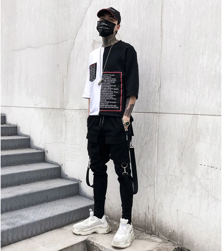 Streetwear Harajuku Pants Multi Pocket Slim Elasticity Harem Jogger Pants Ribbon Cargo Tootsies Singer Costume