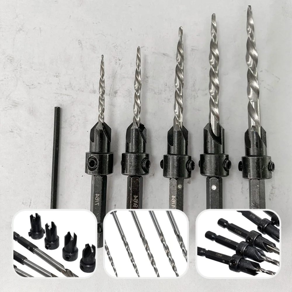 

5Pcs Countersink Drill Bits Woodworking Drill Bits High-speed Steel Drill Bits