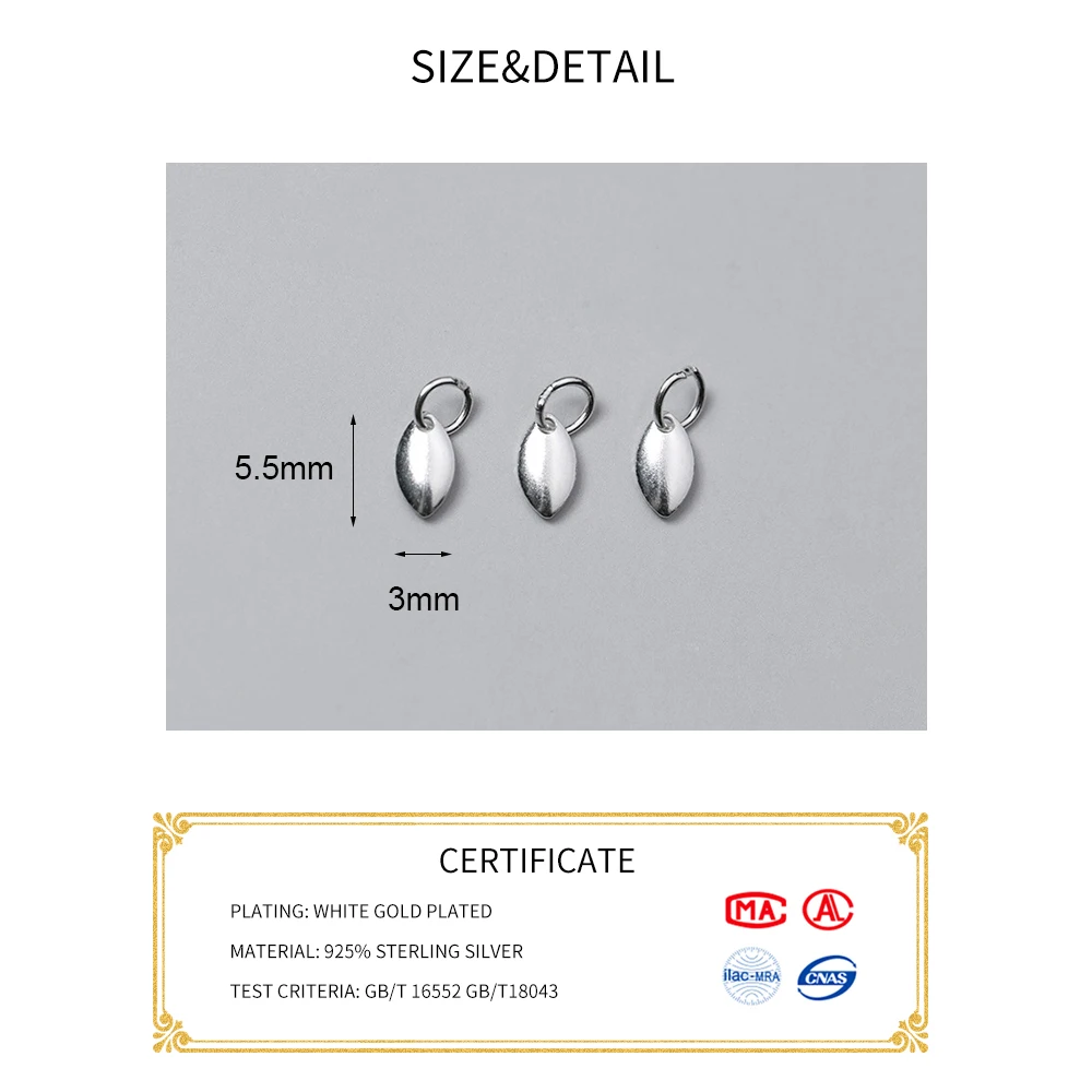 MEETSOFT 5pcs/lot 925 Sterling Silver Geometric Oval Charms Special of DIY Necklace Accessory chic Jewelry Making Findings | Украшения и