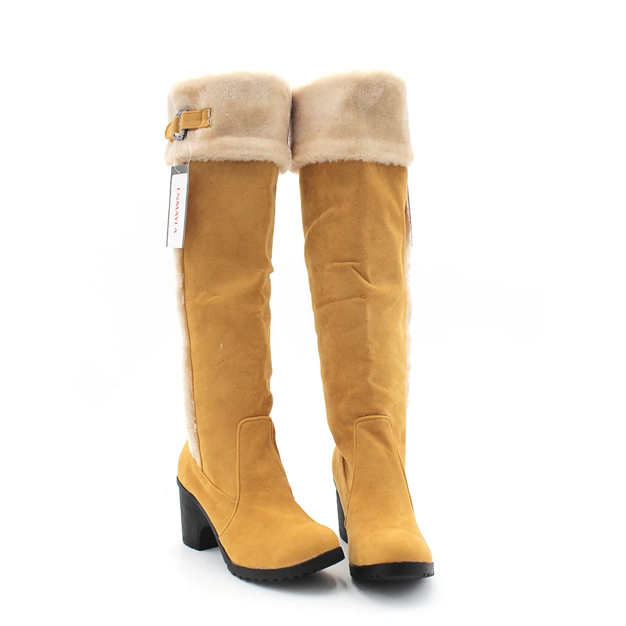 Женские зимние сапоги ENMAYLA на высоком каблуке с острым носком модные до колена