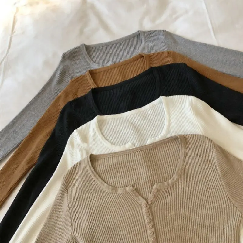 Sweater Women Pullover V-neck Long-sleeved Thin Slim Stretchable Bodycon Knitted Female Autumn Winter Clothing | Женская одежда