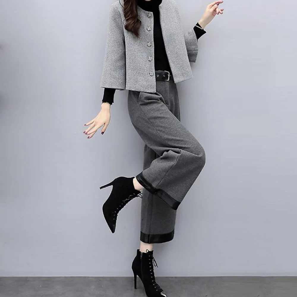 Женский комплект из двух предметов осень 2019 шерстяное Короткое пальто длинные