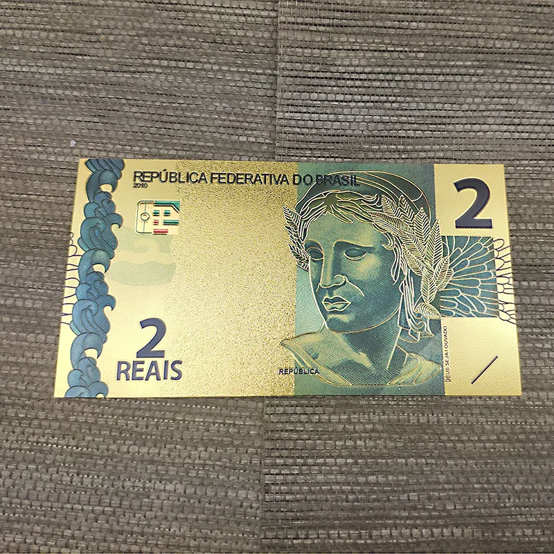 10 шт. бразильские банкноты 2 рейлы золотые спиральные платиковые поделки с