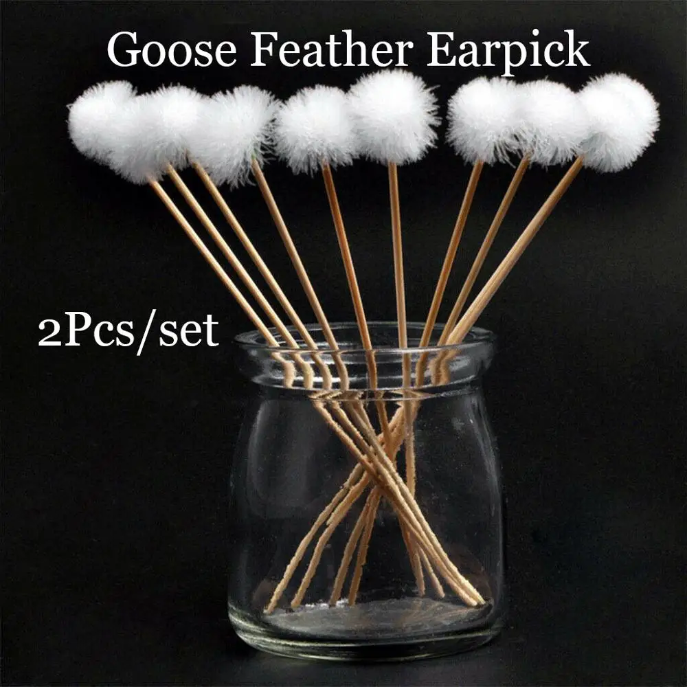 2 шт. гусиное перо для удаления ушей взрослых с бамбуковой ручкой инструменты