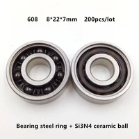 200pcs 608 Steel hybrid ZrO2 Si3N4 ceramic ball bearing 8*22*7 mm Finger spinner roller skating wheel bearings 8x22x7mm