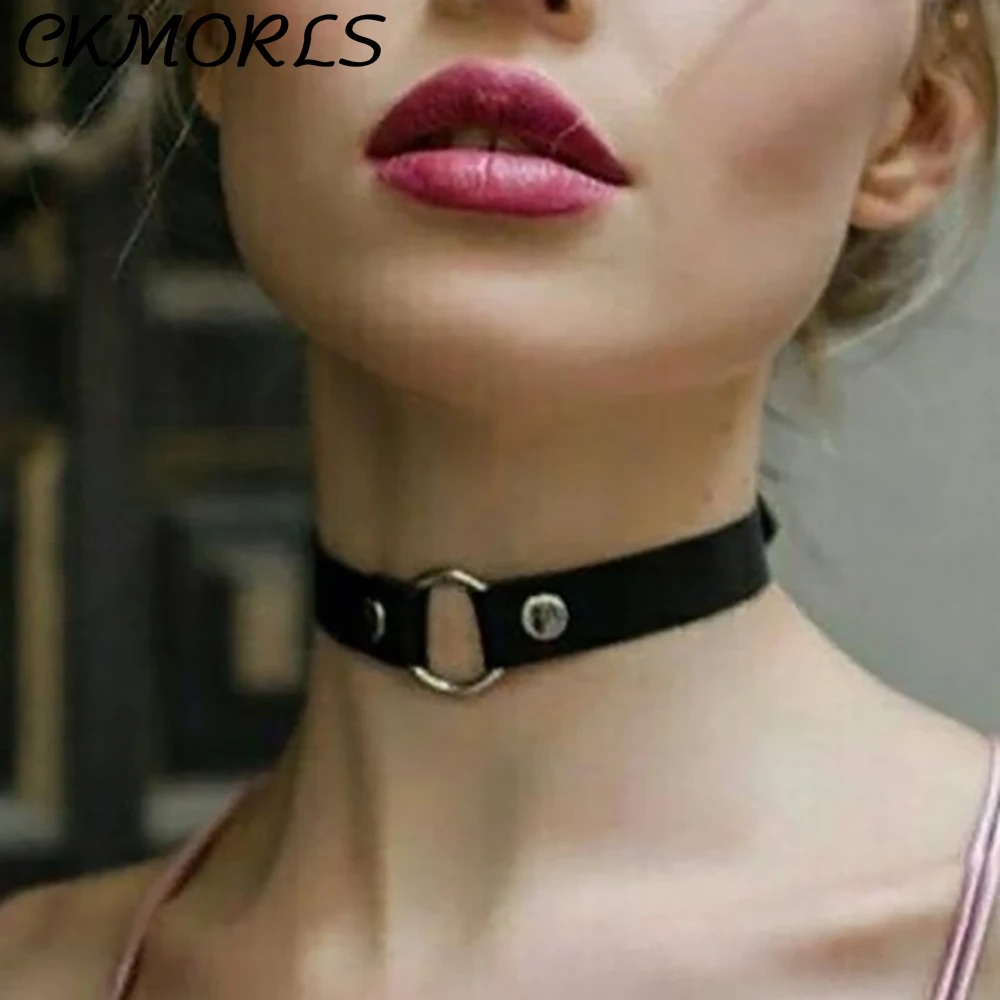 CKMORLS женский кожаный шейный ремень с уплотнительным кольцом чокер фетиш черный