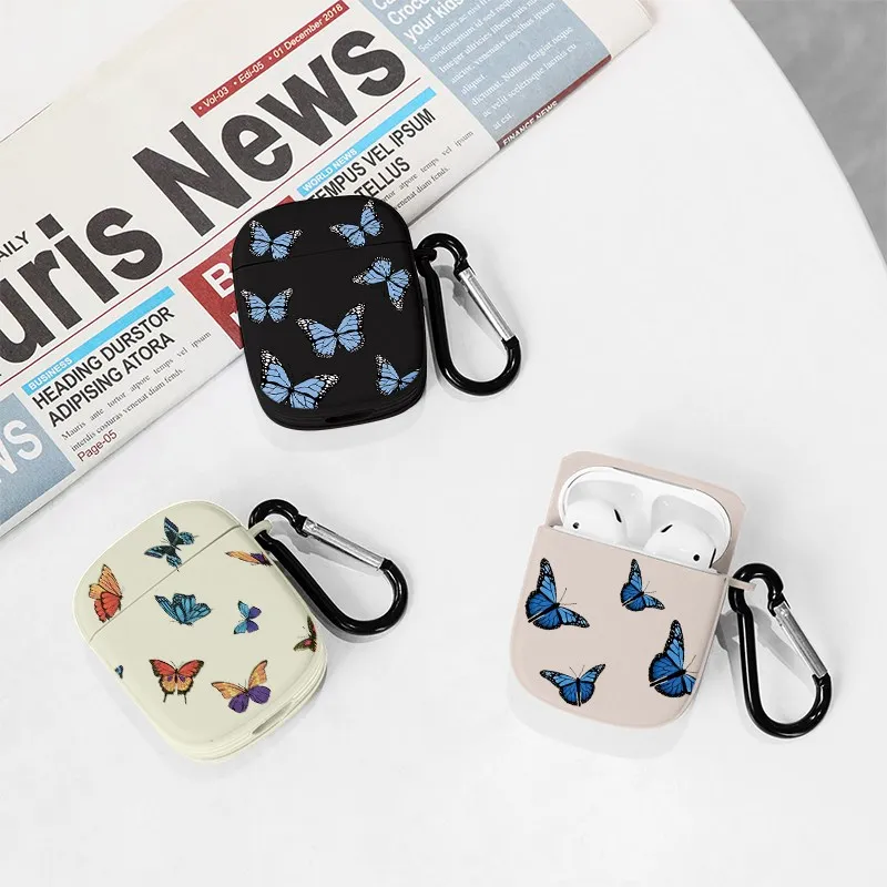 Красивые синие наушники-бабочки чехлы для Airpod Pro 1 2 чехла силиконовый чехол