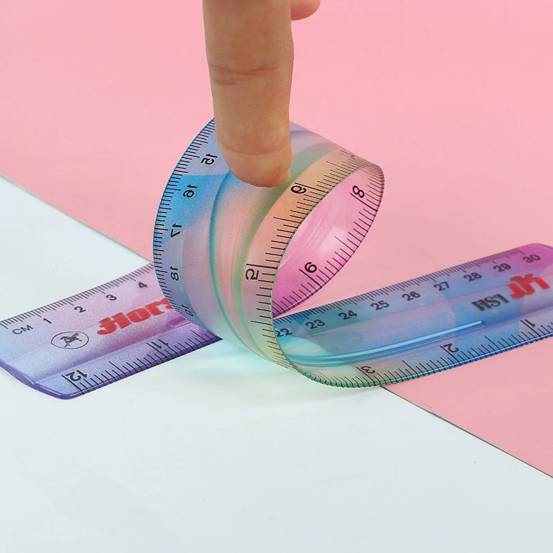 Colourful Student Flexible Ruler, Inch And Metric, 30 Cm/12 Inch, 20 Cm/8 Inch, 15 Cm/6 Inch, Random Colors Student Stationary
