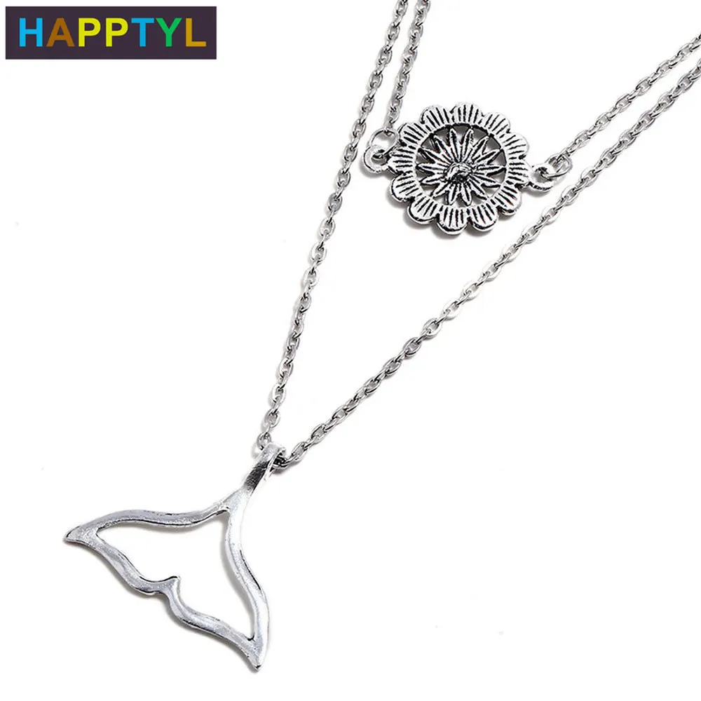 HAPPTYL 1 шт. двухслойная Подвеска со слоями эфирного рыбьего хвоста Подсолнух колье