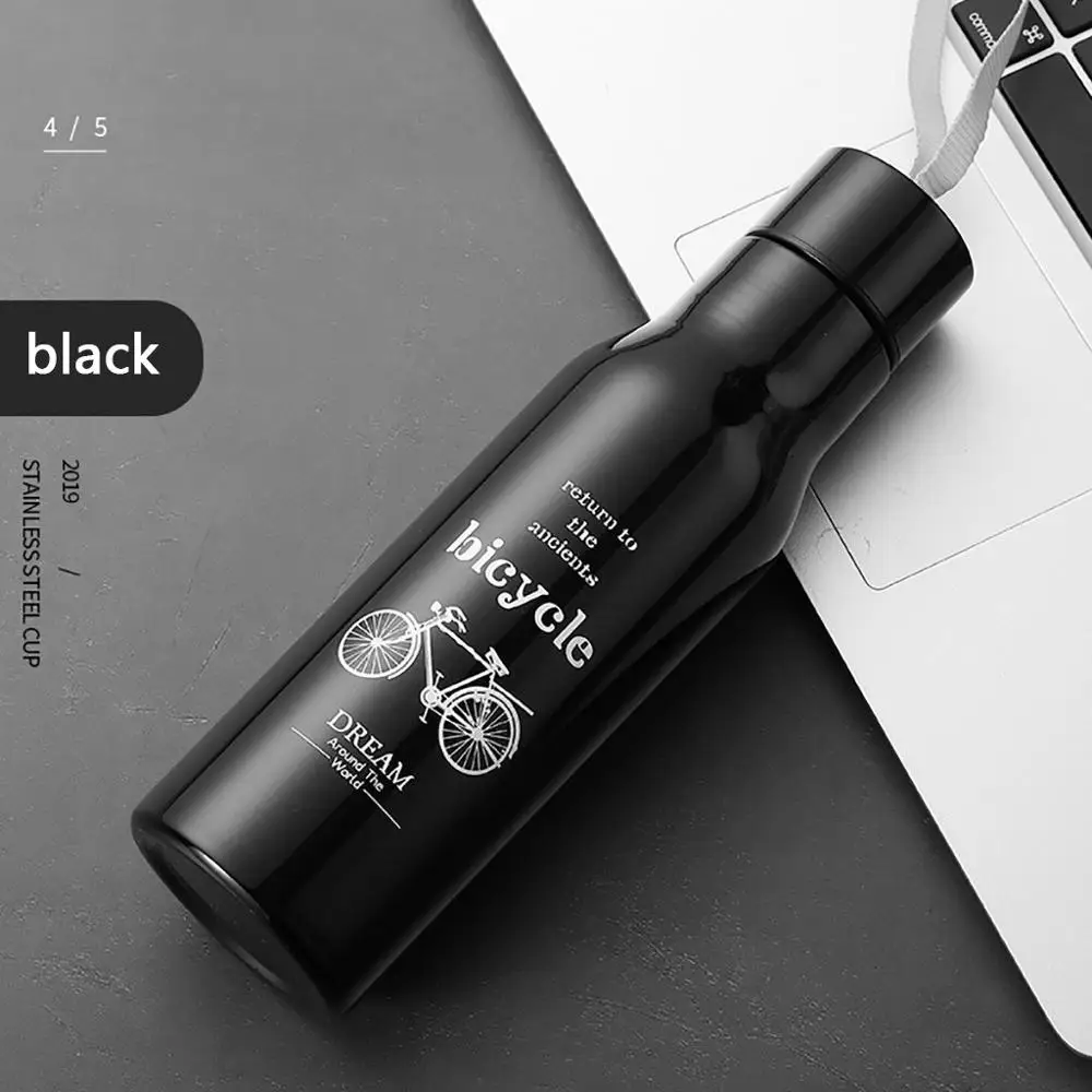 

600ml Stainless Steel Outdoor Summer Sling Sports Pot Juice Milk Thermos Heat-resistant Riding Travel Portable Water Cup Kettle