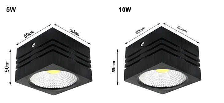 Dimmable COB светодиодный светильник 5 Вт 10 Вт AC85-265V поверхностного монтажа квадратный алюминиевый потолочный светильник украшение дома точечный светильник