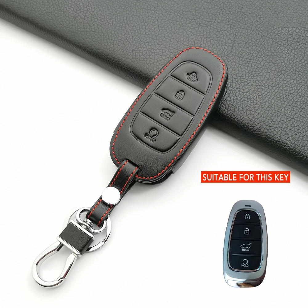 

Кожаный чехол для автомобильного ключа брелок для Hyundai Sonata Nexo great2019 2020 2021 4 кнопки смарт-пульт дистанционного управления чехол оболочка