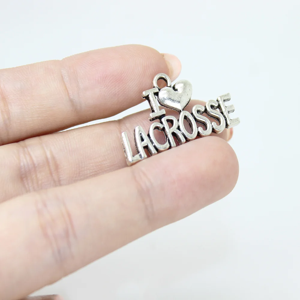 

10 шт./лот-30*17 мм Античное серебряное ожерелье I Love Lacrosse Подвеска для ожерелья серьги Сделай Сам Изготовление ювелирных изделий